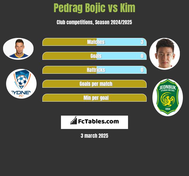 Pedrag Bojic vs Kim h2h player stats