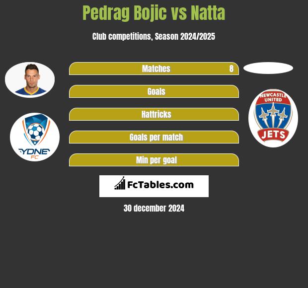 Pedrag Bojic vs Natta h2h player stats