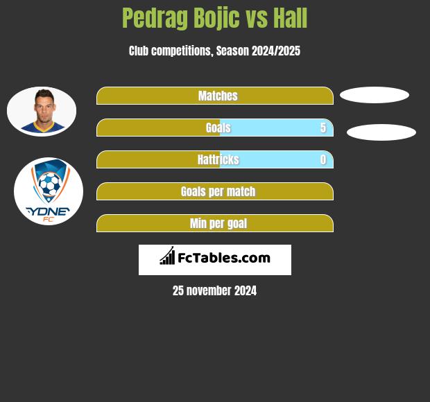 Pedrag Bojic vs Hall h2h player stats