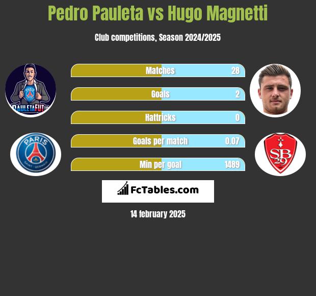 Pedro Pauleta vs Hugo Magnetti h2h player stats