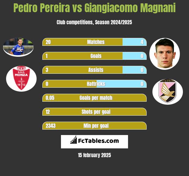 Pedro Pereira vs Giangiacomo Magnani h2h player stats