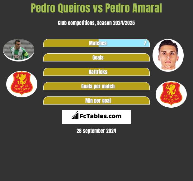 Pedro Queiros vs Pedro Amaral h2h player stats