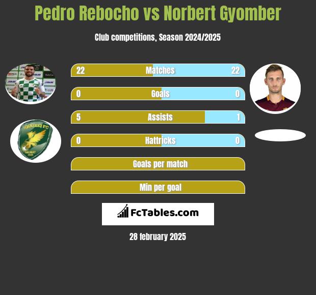 Pedro Rebocho vs Norbert Gyomber h2h player stats