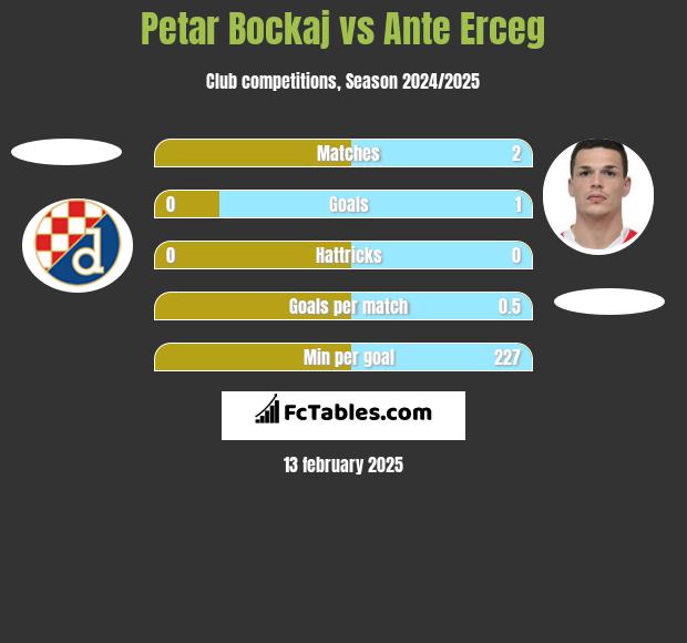 Petar Bockaj vs Ante Erceg h2h player stats