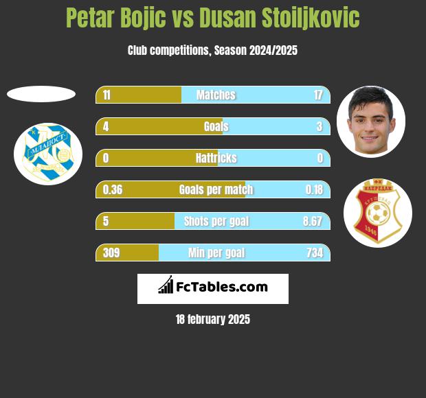 Petar Bojic vs Dusan Stoiljkovic h2h player stats