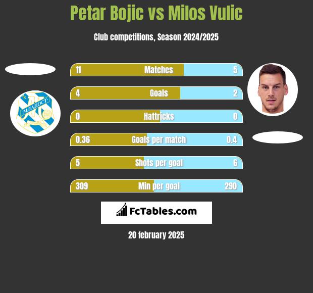 Petar Bojic vs Milos Vulic h2h player stats