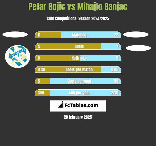 Petar Bojic vs Mihajlo Banjac h2h player stats