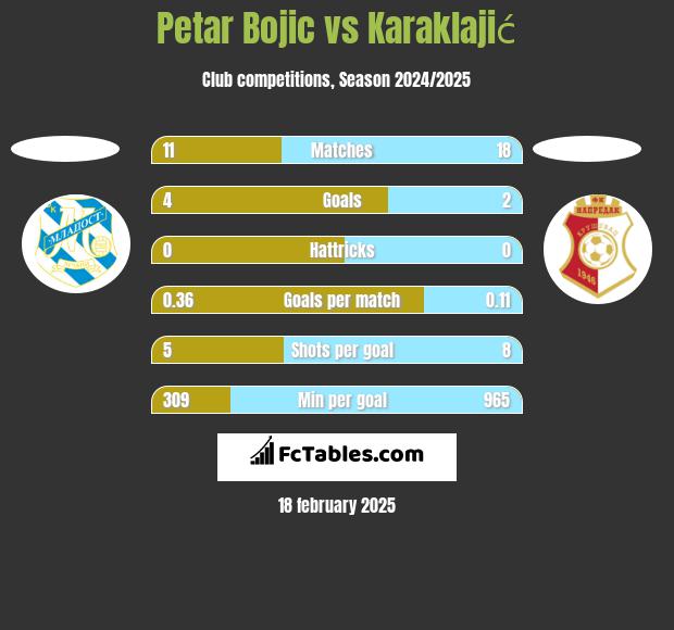 Petar Bojic vs Karaklajić h2h player stats