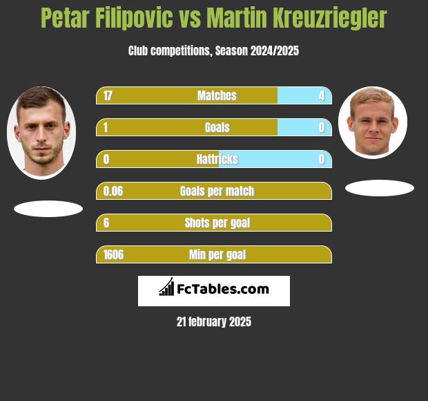 Petar Filipovic vs Martin Kreuzriegler h2h player stats