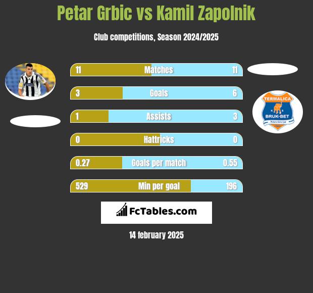 Petar Grbić vs Kamil Zapolnik h2h player stats