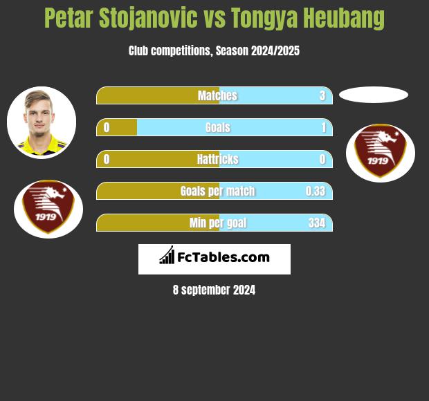 Petar Stojanovic vs Tongya Heubang h2h player stats