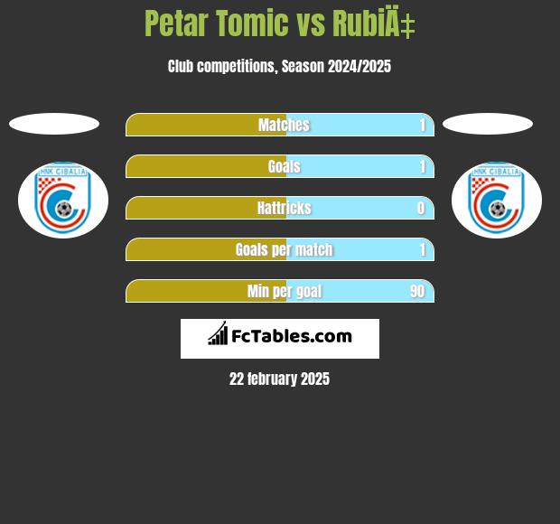 Petar Tomic vs RubiÄ‡ h2h player stats