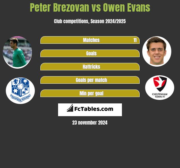 Peter Brezovan vs Owen Evans h2h player stats