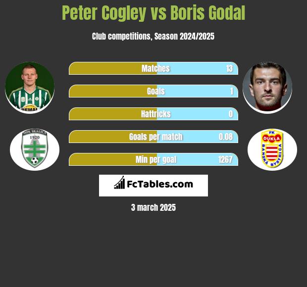 Peter Cogley vs Boris Godal h2h player stats