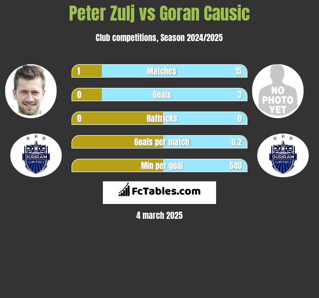 Peter Zulj vs Goran Causic h2h player stats