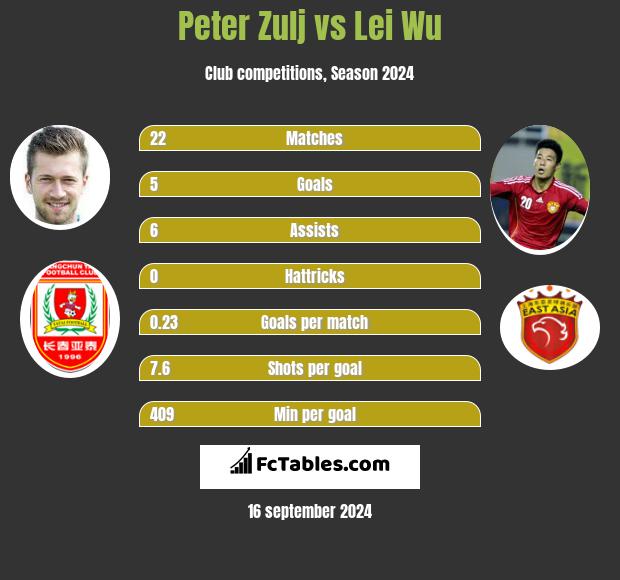 Peter Zulj vs Lei Wu h2h player stats