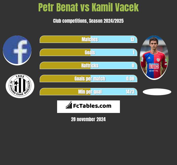 Petr Benat vs Kamil Vacek h2h player stats