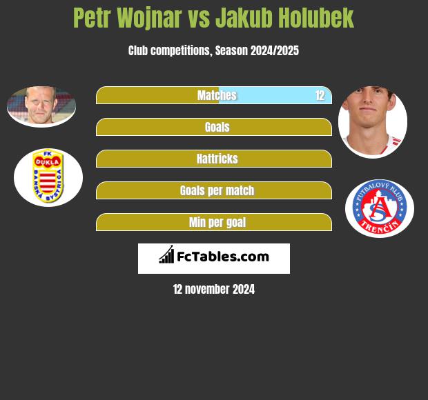 Petr Wojnar vs Jakub Holubek h2h player stats