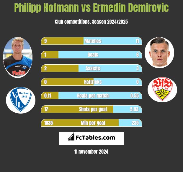 Philipp Hofmann vs Ermedin Demirovic h2h player stats