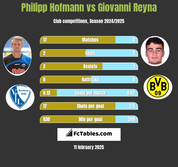 Philipp Hofmann vs Giovanni Reyna h2h player stats