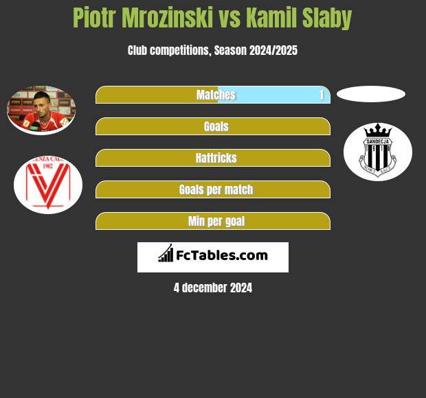 Piotr Mroziński vs Kamil Słaby h2h player stats