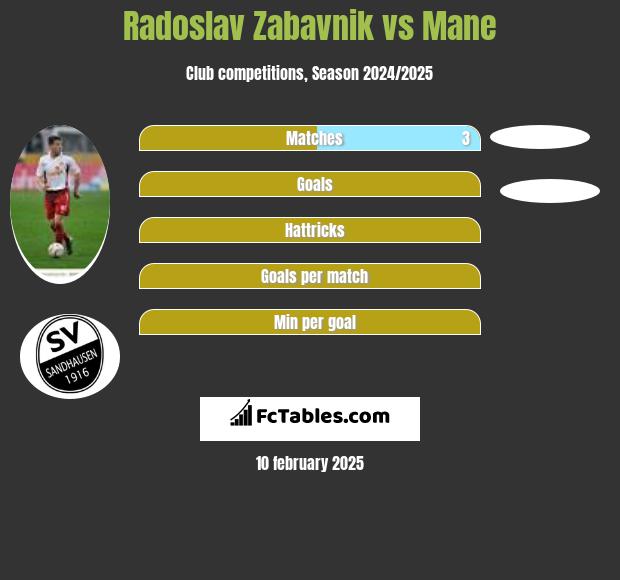 Radoslav Zabavnik vs Mane h2h player stats