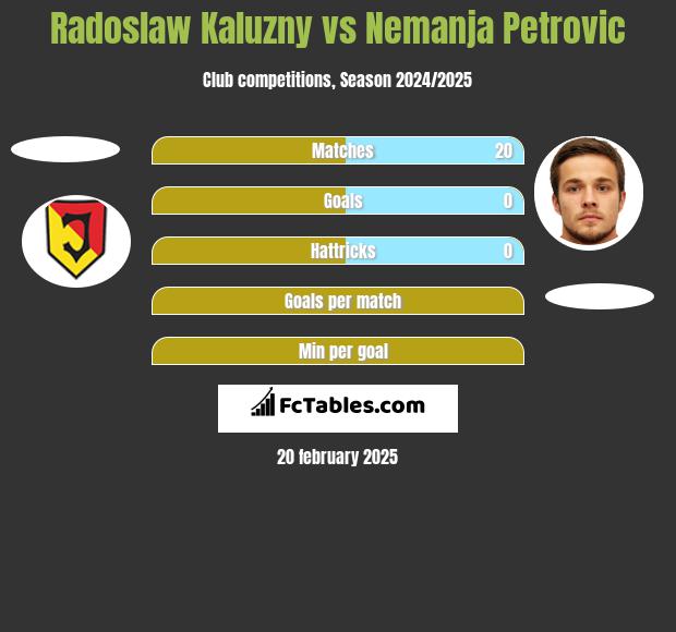 Radoslaw Kaluzny vs Nemanja Petrovic h2h player stats