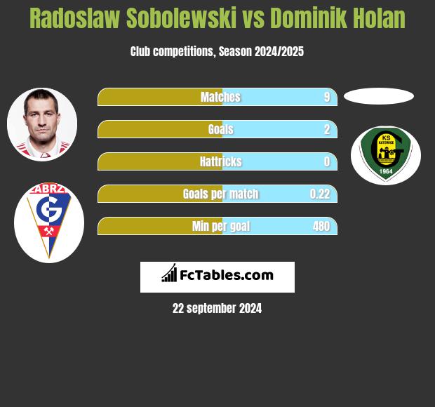 Radosław Sobolewski vs Dominik Holan h2h player stats