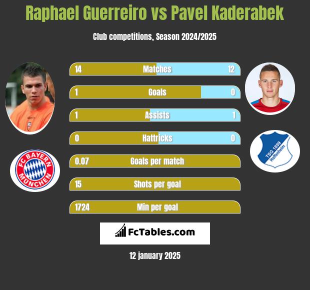 Raphael Guerreiro vs Pavel Kaderabek h2h player stats