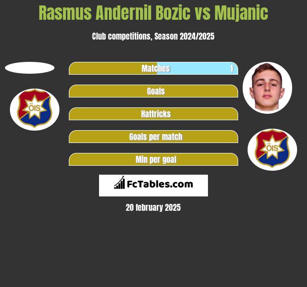 Rasmus Andernil Bozic vs Mujanic h2h player stats