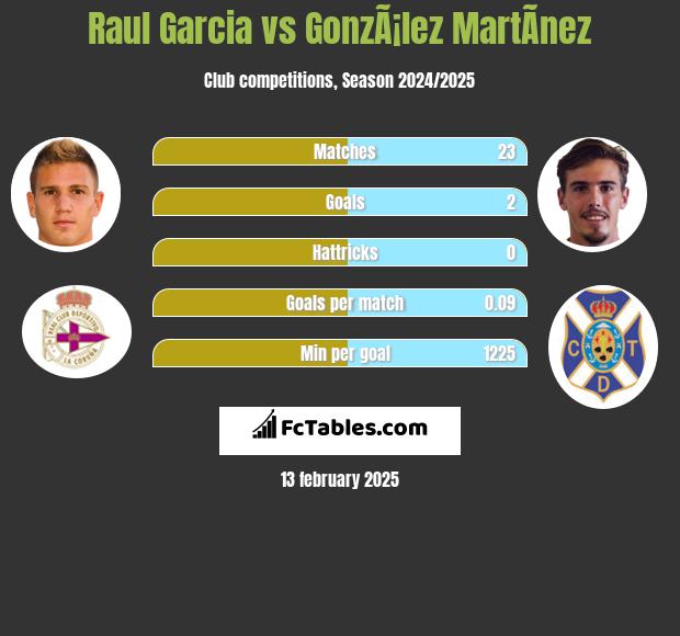 Raul Garcia vs GonzÃ¡lez MartÃ­nez h2h player stats