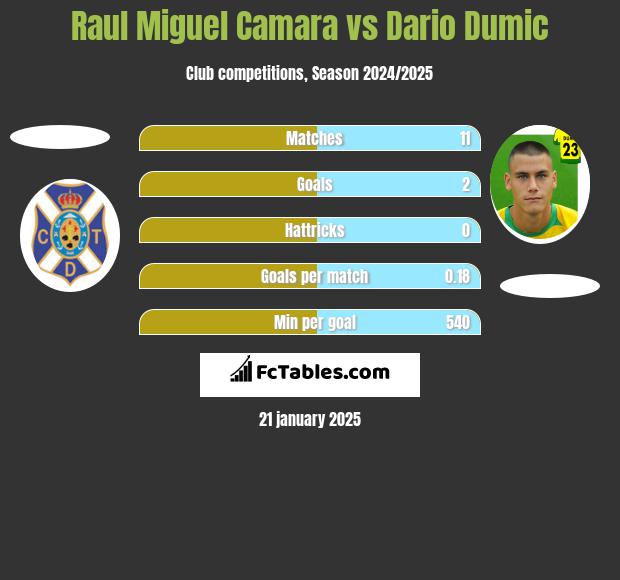 Raul Miguel Camara vs Dario Dumic h2h player stats