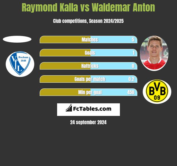 Raymond Kalla vs Waldemar Anton h2h player stats