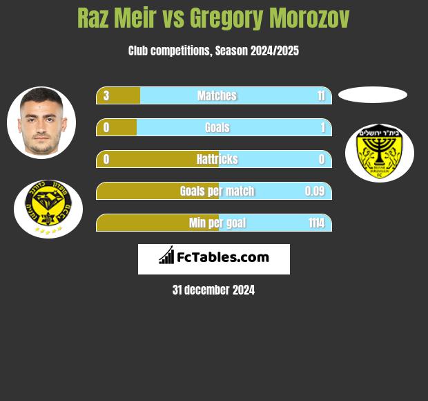 Raz Meir vs Gregory Morozov h2h player stats