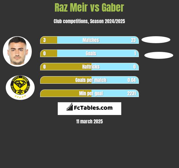 Raz Meir vs Gaber h2h player stats