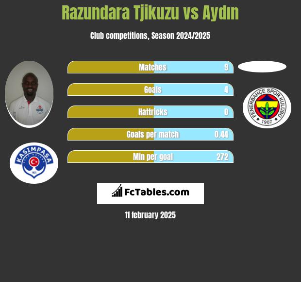 Razundara Tjikuzu vs Aydın h2h player stats