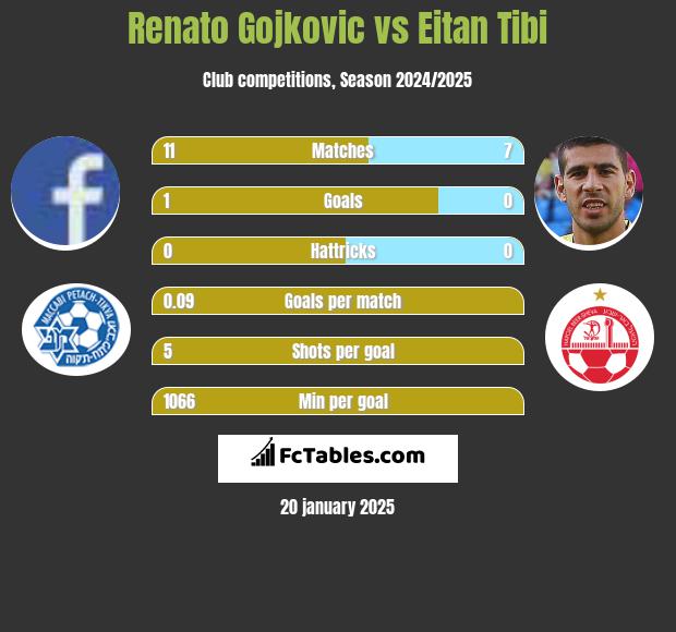 Renato Gojkovic vs Eitan Tibi h2h player stats