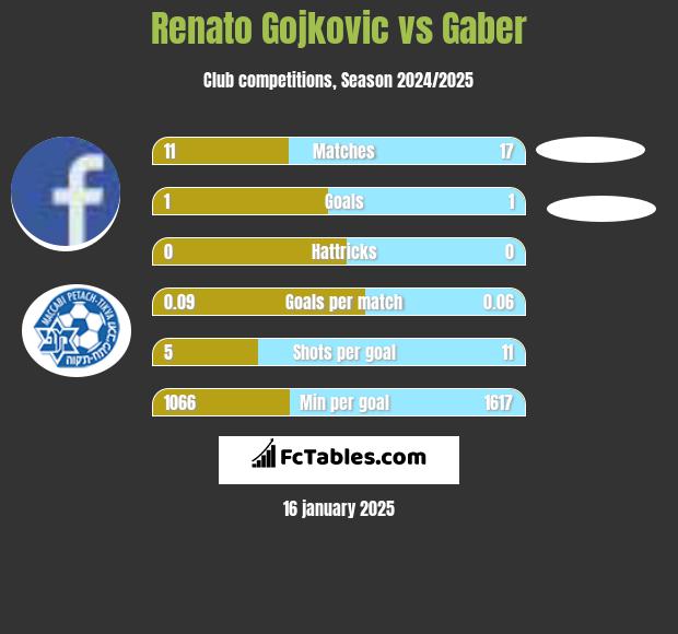 Renato Gojkovic vs Gaber h2h player stats