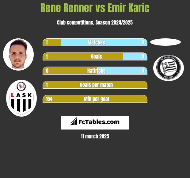 Rene Renner vs Emir Karic h2h player stats