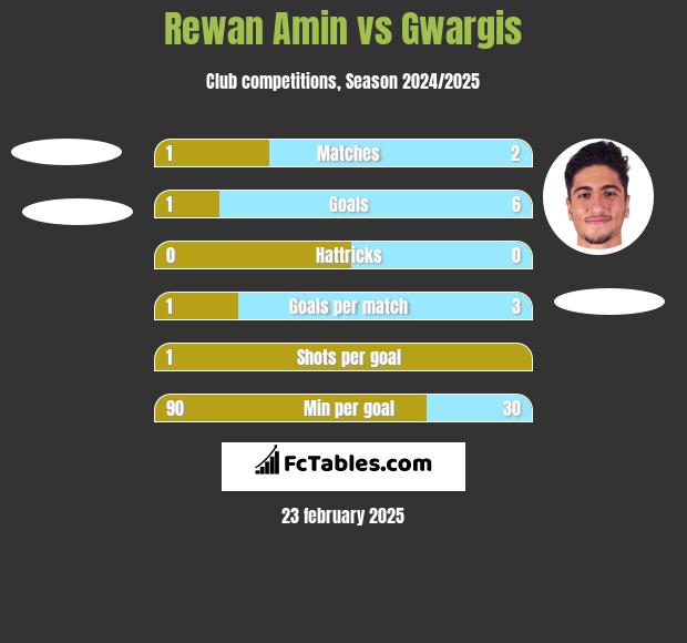 Rewan Amin vs Gwargis h2h player stats