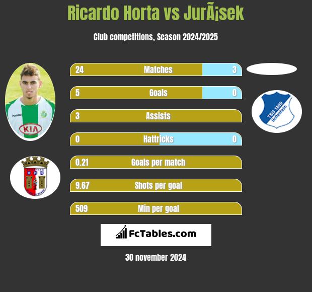 Ricardo Horta vs JurÃ¡sek h2h player stats