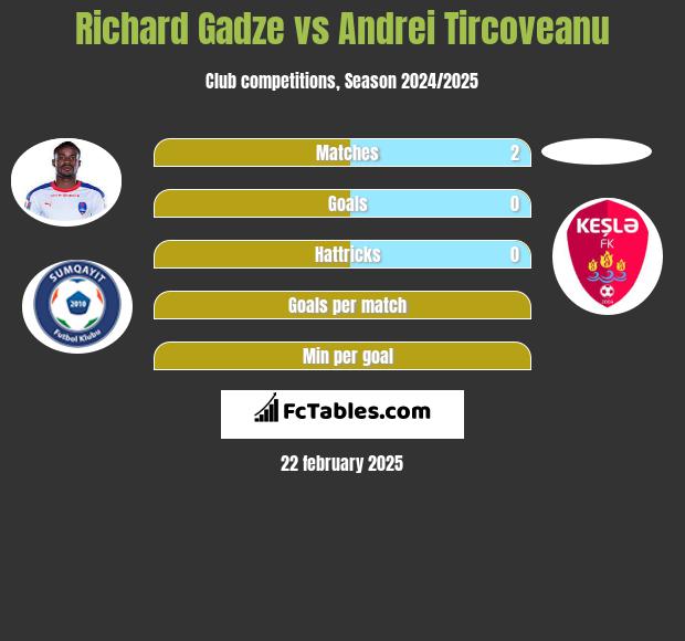 Richard Gadze vs Andrei Tircoveanu h2h player stats