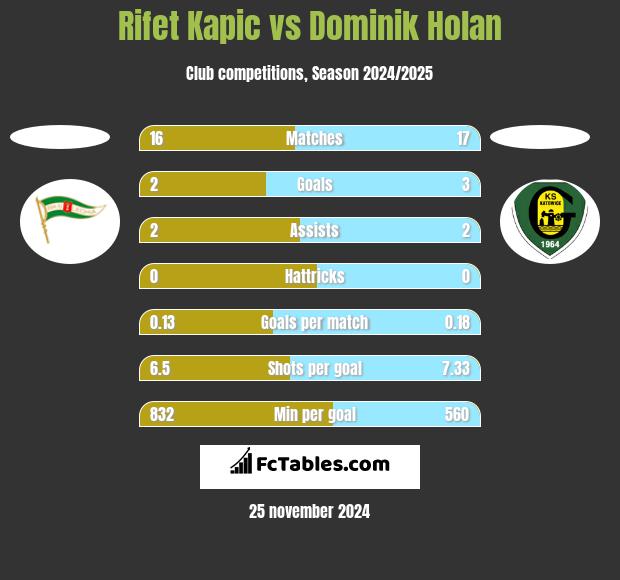 Rifet Kapic vs Dominik Holan h2h player stats