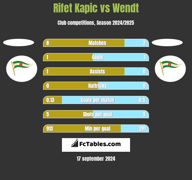 Rifet Kapic vs Wendt h2h player stats