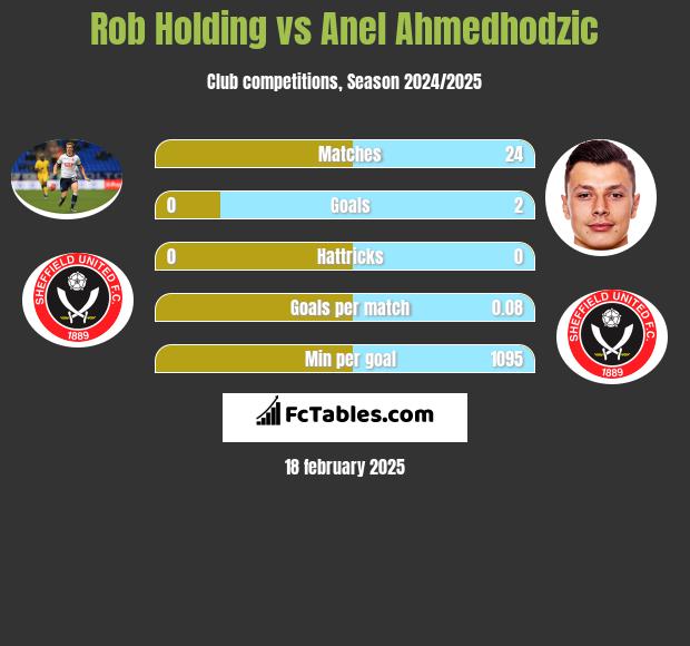 Rob Holding vs Anel Ahmedhodzic h2h player stats