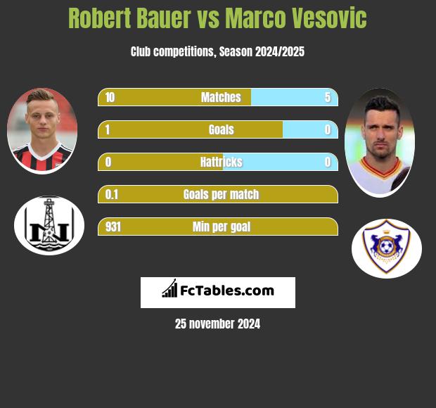 Robert Bauer vs Marco Vesovic h2h player stats