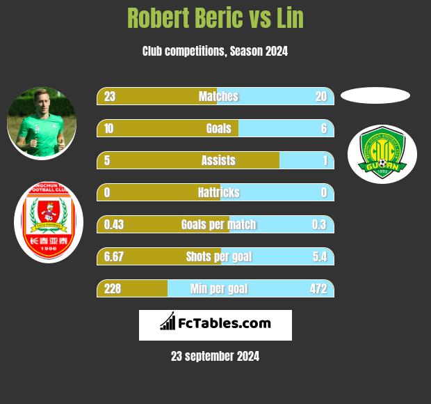 Robert Beric vs Lin h2h player stats