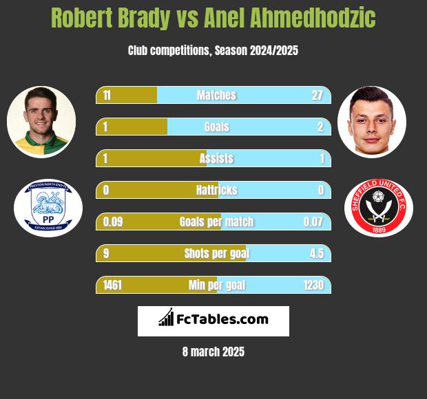 Robert Brady vs Anel Ahmedhodzic h2h player stats