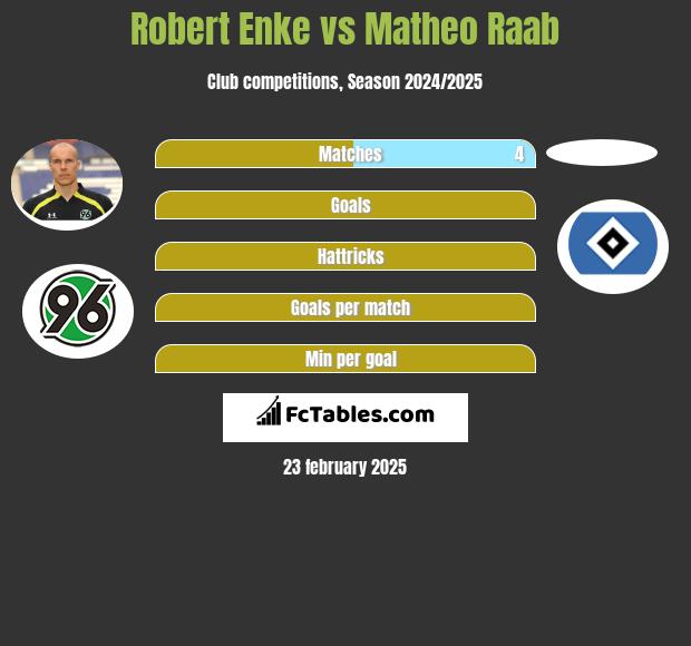 Robert Enke vs Matheo Raab h2h player stats