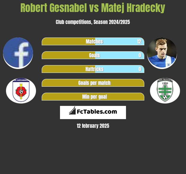 Robert Gesnabel vs Matej Hradecky h2h player stats